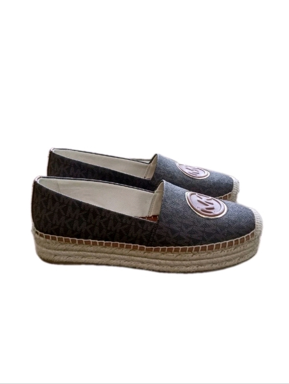 Michael Kors Signature Logo Slip On Espadrilles Womens 8.5 US Shoes Black Brown